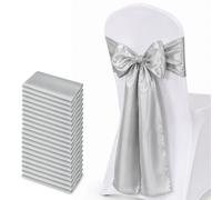 Neel Blue 7" X 108" Silver Satin Chair Sahes - Pack Of 25