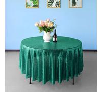 Neel Blue 70 Inch Round Sequin Tablecloth, Emerald Green