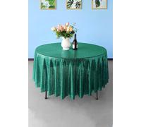 Neel Blue 70 Inch Round Sequin Tablecloth in Emerald Neel Blue Emerald