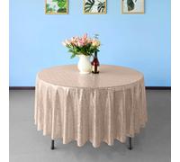 Neel Blue 70 Inch Round Sequin Tablecloth, Rose Gold