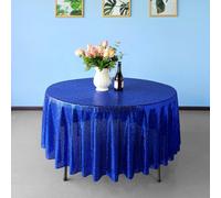 Neel Blue 70 Inch Round Sequin Tablecloth, Royal Blue