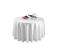 Neel Blue 70" Round Damask Tablecloth, Swirl Pattern Table Cover in White Neel Blue White