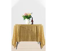 Neel Blue 70" x 70" Square Sequin Tablecloth in Gold Neel Blue Gold