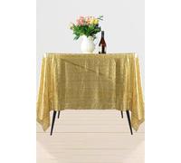Neel Blue 70" x 70" Square Sequin Tablecloth in Metallic Gold Neel Blue Metallic Gold