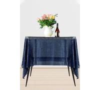 Neel Blue 70" x 70" Square Sequin Tablecloth in Navy Neel Blue Navy
