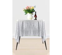 Neel Blue 70" x 70" Square Sequin Tablecloth in Silver Neel Blue Silver
