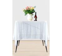 Neel Blue 70" x 70" Square Sequin Tablecloth in White Neel Blue White
