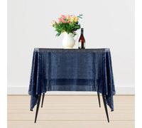 Neel Blue 70" X 70" Square Sequin Tablecloth, Navy