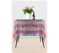 Neel Blue 70" x 70" Square Sequin Tablecloth Neel Blue Multicolor