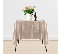 Neel Blue 70" X 70" Square Sequin Tablecloth, Rose Gold
