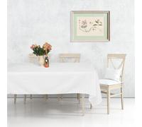 Neel Blue 70"x108" Linen Tablecloth, Premium Polyester Dining Table Cover, White