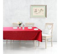 Neel Blue 70"x144" Inch Rectabgle Spun Polyester Table Cloth, Water Resistant Linen Table Cover, Red