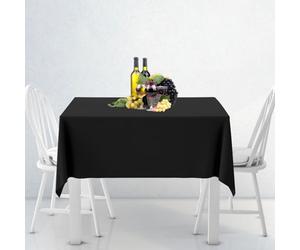 Neel Blue 70"x70" Square Linen Tablecloth, Premium Polyester Dining Table Cover, Black