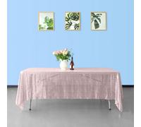 Neel Blue 70X108 Inch Rectangle Sequin Tablecloth, Blush Pink