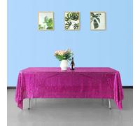Neel Blue 70X108 Inch Rectangle Sequin Tablecloth, Fuchsia
