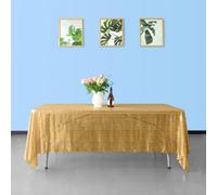 Neel Blue 70X108 Inch Rectangle Sequin Tablecloth, Gold
