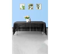 Neel Blue 70x108 Inch Rectangle Sequin Tablecloth in Black Neel Blue Black