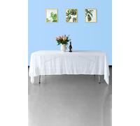 Neel Blue 70x108 Inch Rectangle Sequin Tablecloth in White Neel Blue White