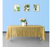Neel Blue 70X144 Inch Rectangle Sequin Tablecloth, Champagne
