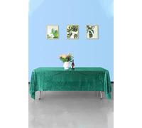 Neel Blue 70x144 Inch Rectangle Sequin Tablecloth in Emerald Neel Blue Emerald