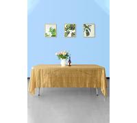 Neel Blue 70x144 Inch Rectangle Sequin Tablecloth in Gold Neel Blue Gold