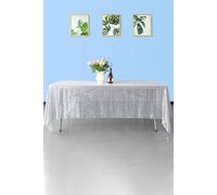 Neel Blue 70x144 Inch Rectangle Sequin Tablecloth in Silver Neel Blue Silver