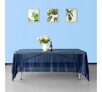 Neel Blue 70X144 Inch Rectangle Sequin Tablecloth, Navy