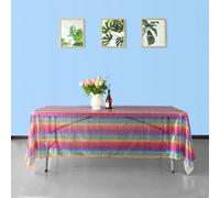 Neel Blue 70X144 Inch Rectangle Sequin Tablecloth, Rainbow