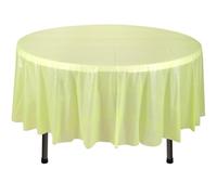 Neel Blue 84 Inch Round Plastic Table Cover, Disposable Wipe Clean Waterproof Tablecloth, Apple Green