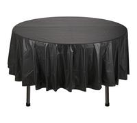 Neel Blue 84 Inch Round Plastic Table Cover, Disposable Wipe Clean Waterproof Tablecloth, Black