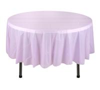 Neel Blue 84 Inch Round Plastic Table Cover, Disposable Wipe Clean Waterproof Tablecloth, Light Purple