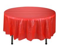 Neel Blue 84 Inch Round Plastic Table Cover, Disposable Wipe Clean Waterproof Tablecloth, Red