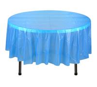 Neel Blue 84 Inch Round Plastic Table Cover, Disposable Wipe Clean Waterproof Tablecloth, Royal Blue