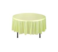 Neel Blue 84" Round PVC Tablecloth, Disposable Plastic Table Cover in Bright Green Neel Blue Bright Green