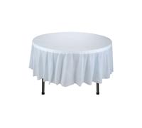 Neel Blue 84" Round PVC Tablecloth, Disposable Plastic Table Cover in Light Blue Neel Blue Light Blue