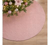 Neel Blue 85Cm Silver Sequin Christmas Tree Skirt, Pink With Hook & Loop - 1Pc