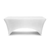 Neel Blue 8Ft Tight Fitted Tablecloth, Rectangle Spandex Patio Table Cover, White, Pack Of 2