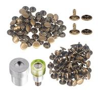 Neel Blue 8mm 100Pcs Double Cap Rivets & Die Set, Bronze