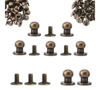 Neel Blue 8mm Chicago Rivets, Round Sam Browne Studs For Diy Leathercrafts, Bronze - 50Pcs