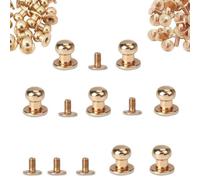 Neel Blue 8mm Chicago Rivets, Round Sam Browne Studs For Diy Leathercrafts, Gold - 50Pcs