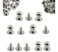 Neel Blue 8mm Chicago Rivets, Round Sam Browne Studs For Diy Leathercrafts, Silver - 50Pcs