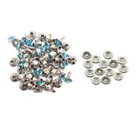 Neel Blue 8mm Diamante Rivets With Pins, Aqua Crystal Rivets Rhinestone Studs, 10Pcs