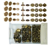 Neel Blue 8mm Double Cap Tubular Rivets, 15mm S-Spring Studs & 14mm Snaps With Box, Bronze