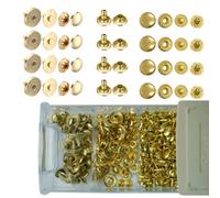 Neel Blue 8mm Double Cap Tubular Rivets, 15mm S-Spring Studs & 14mm Snaps With Box, Gold