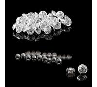 Neel Blue 8mm Flat Diamante Rivets With Pins, Clear Crystal Rivets, Silver, 100Pcs