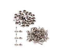 Neel Blue 8mm x 14mm Extra Long Double Cap Studs, Brass Tubular Rivets - 50pcs in Silver Neel Blue Silver