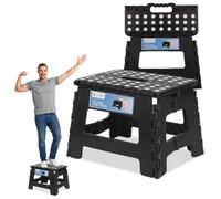 Neel Blue 9 Inch Folding Step Stool, Portable Anti-Slip Plastic Stool, Black