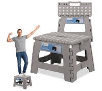 Neel Blue 9 Inch Folding Step Stool, Portable Anti-Slip Plastic Stool, Light Grey