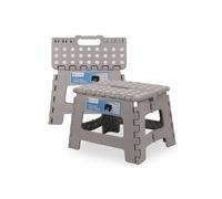 Neel Blue 9 Inches Step Folding Stool, Collapsible Stool in Light Grey Neel Blue Light Grey