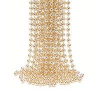 Neel Blue 9 Metre Hanging Bead Garland Beaded String Chain For Christmas Tree Decorations, Champagne